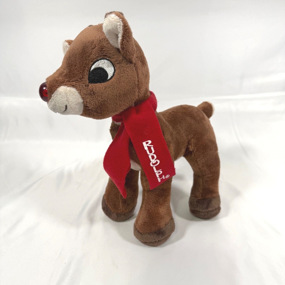 Rudolph the Red-Nosed Reindeer Plush Kids Small Brown Red Scarf 2018 Holiday Toy